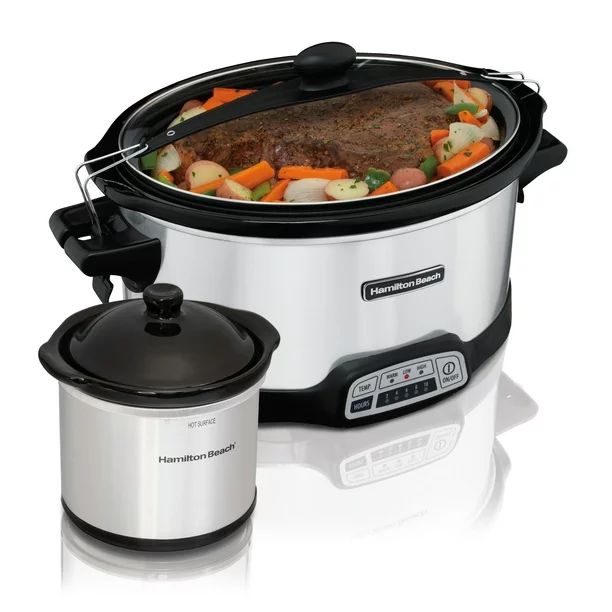 Hamilton Beach 7 Quart Programmable Slow Cooker with Party Dipper, Stainless Steel, 33477F | Walmart (US)