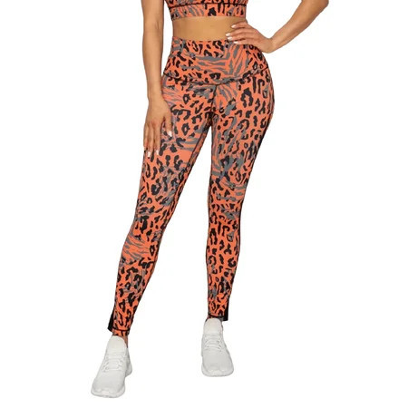 COUVER Women s High Waisted Animal Print Performance Activewear Leggings Orange Black Cheetah Tiger Medium | Walmart (US)