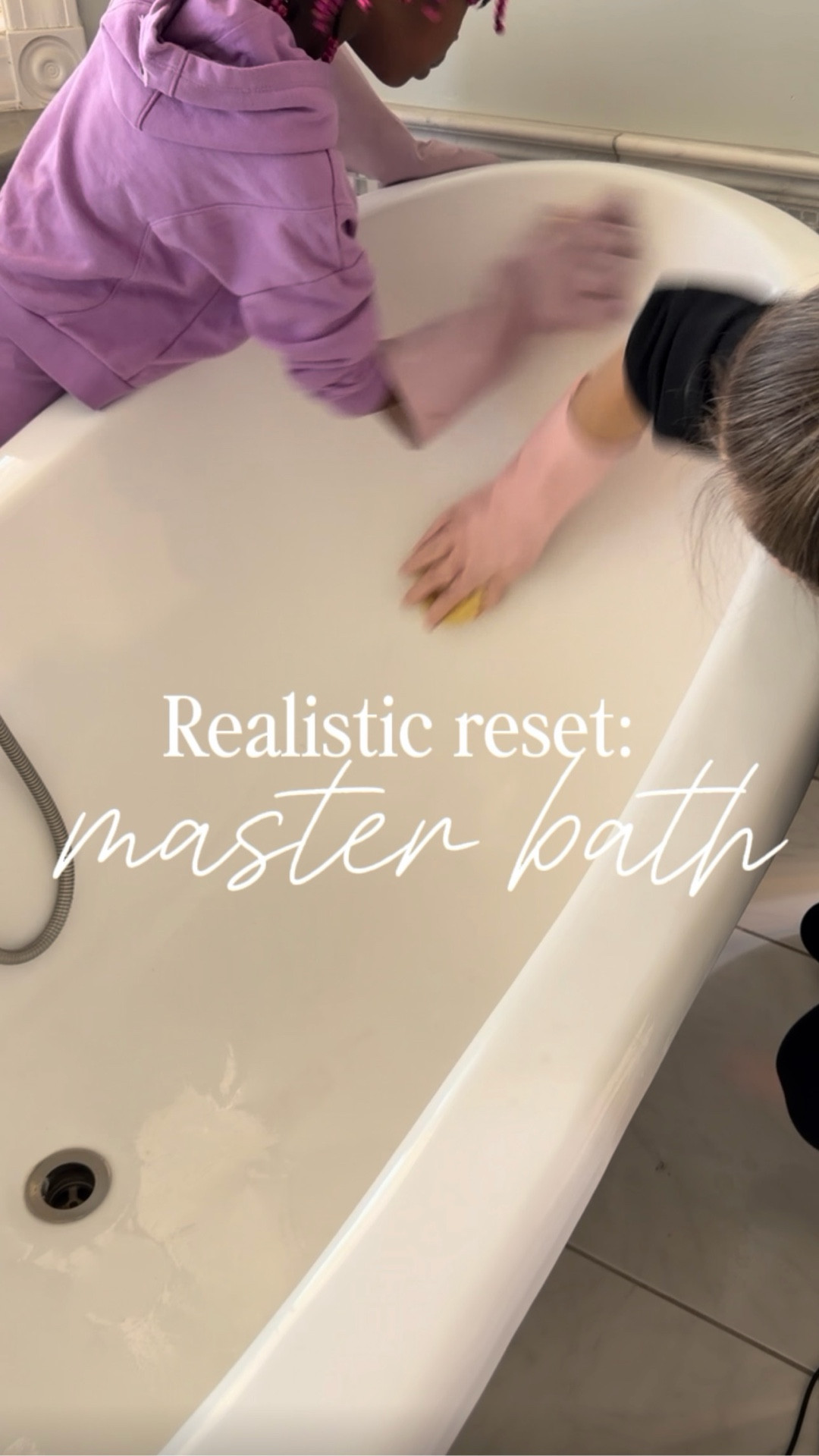 Real life master bathroom reset 🫧
This tub was overdue for a deep clean and these are the products I always reach for when I need something quick, effective, and satisfying. (My little helper is definitely  my MOST favorite though!) ❤️

Linking everything I used because this combo makes it so much easier to keep up with cleaning, even on busy days.

#ltkhome #ltkcleaning #ltkfinds #cleaningroutine #bathroomreset #realisticcleaning #momlifehacks #homefavorites #cleanhome