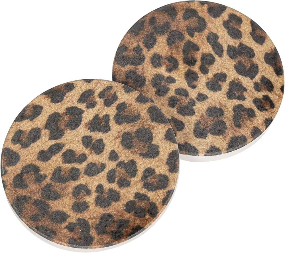 Animal Leopard Print 2.75 x 2.75 Absorbent Ceramic Car Coasters Pack of 2 | Amazon (US)
