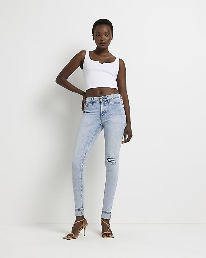 Blue Molly mid rise bum sculpt jeans | River Island (UK & IE)