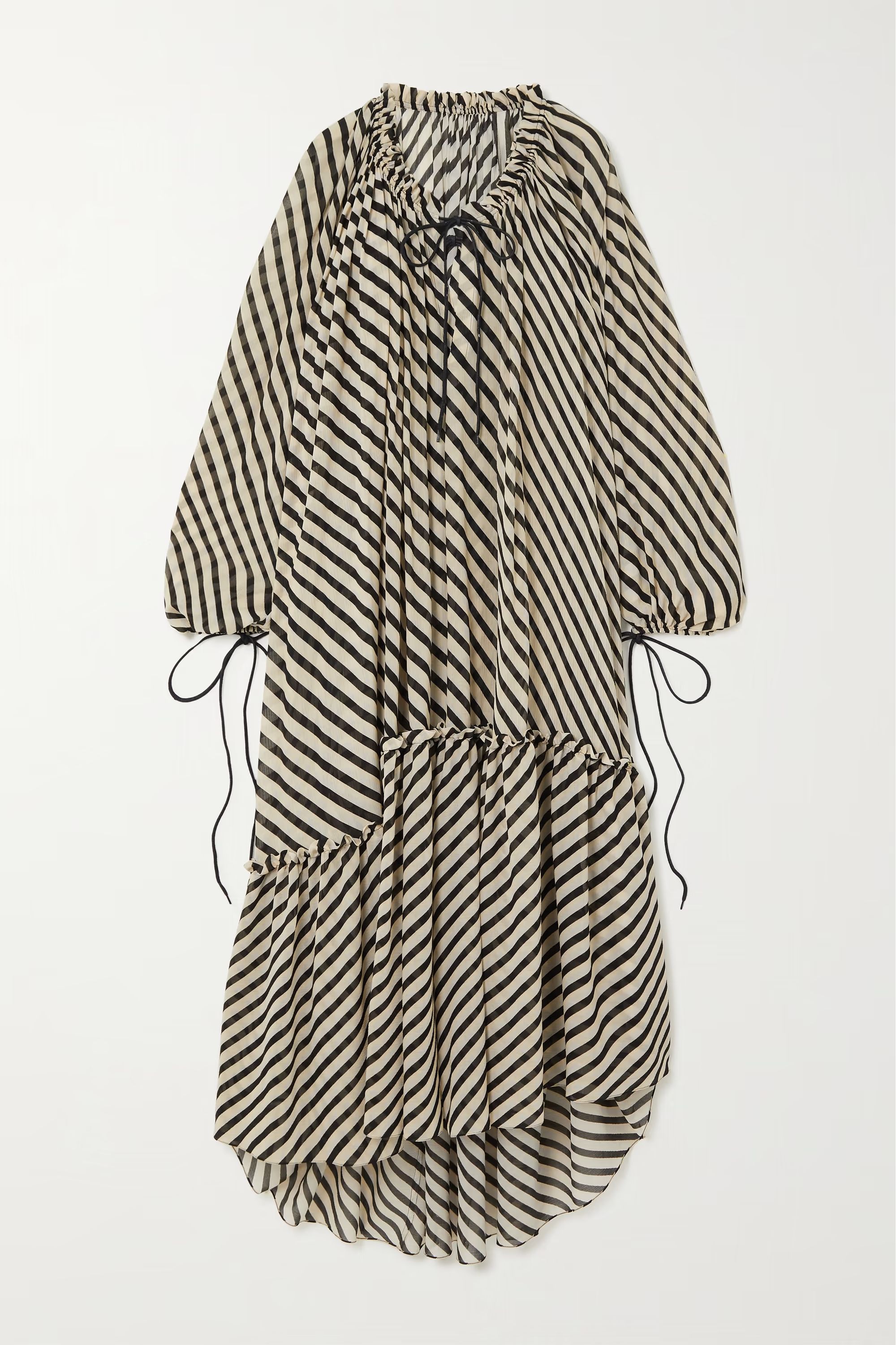 PETAR PETROVHydra ruffle-trimmed striped silk-crepon maxi dress | NET-A-PORTER (UK & EU)