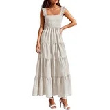 PRETTYGARDEN Womens Summer Casual Maxi Dresses Striped Square Neck Sleeveless Boho Flowy Sundress... | Walmart (US)