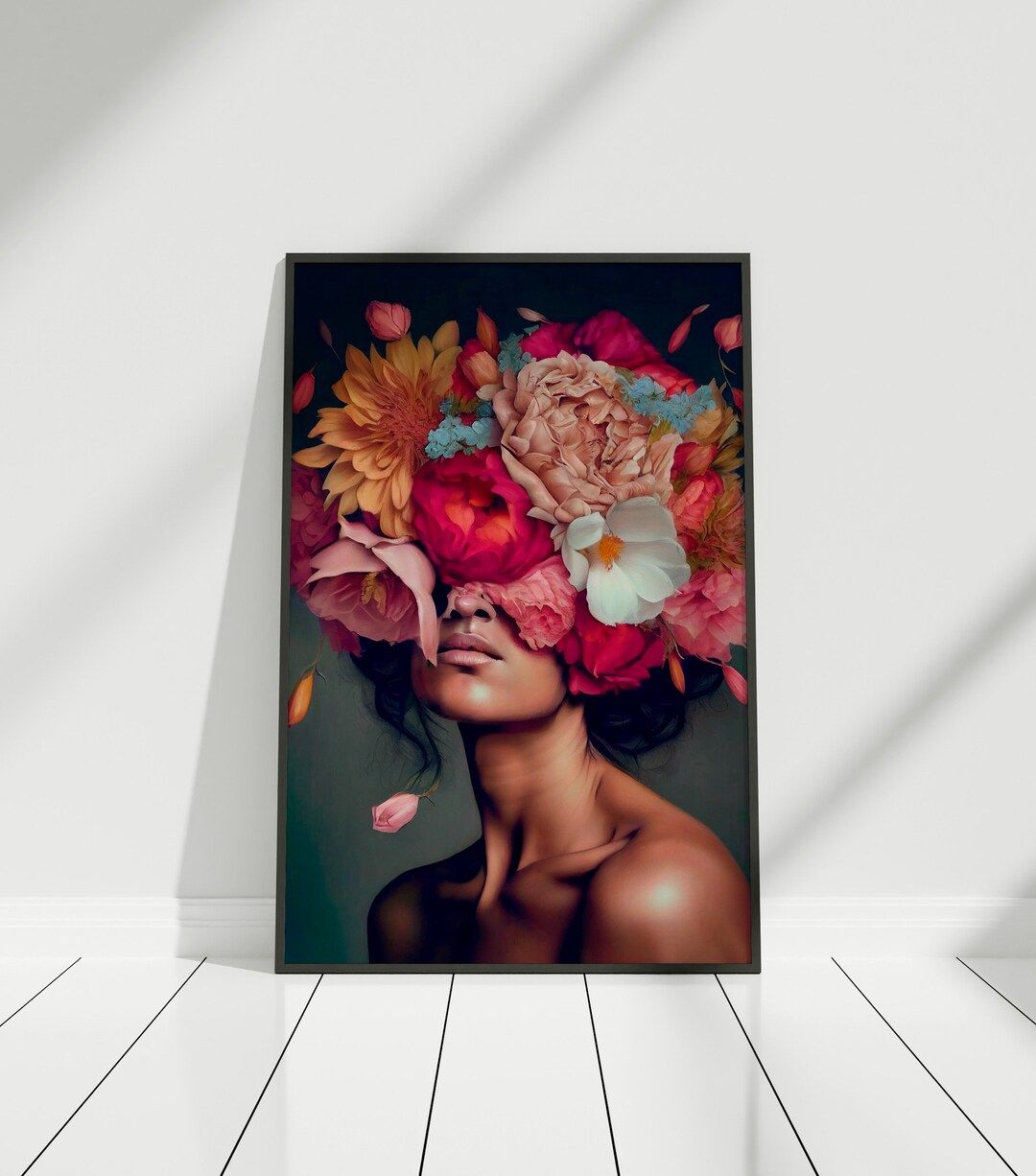 Flower Head Woman Canvas Flower Woman Head Poster Art - Etsy | Etsy (US)