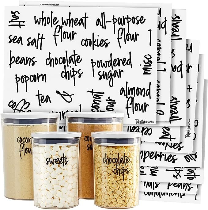 Talented Kitchen 157 Pantry Labels for Food Containers, Preprinted Clear Kitchen Food Labels for ... | Amazon (US)