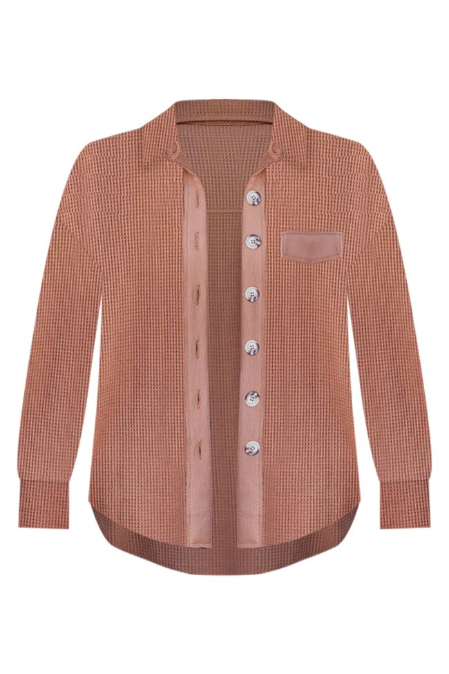 Change The Game Brown Waffle Knit Shacket | Pink Lily