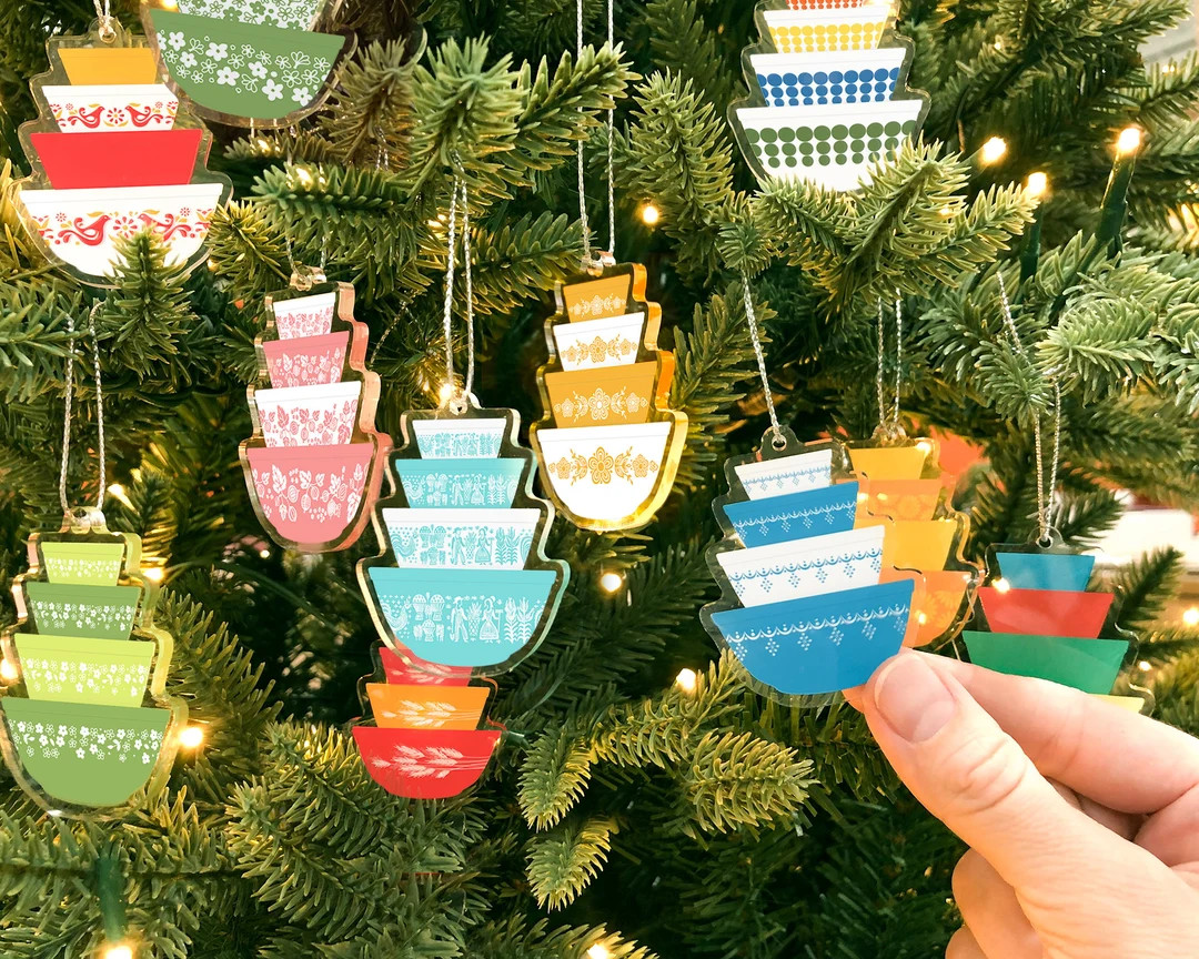 Double-sided Mini Pyrex Christmas Ornaments - Etsy | Etsy (US)