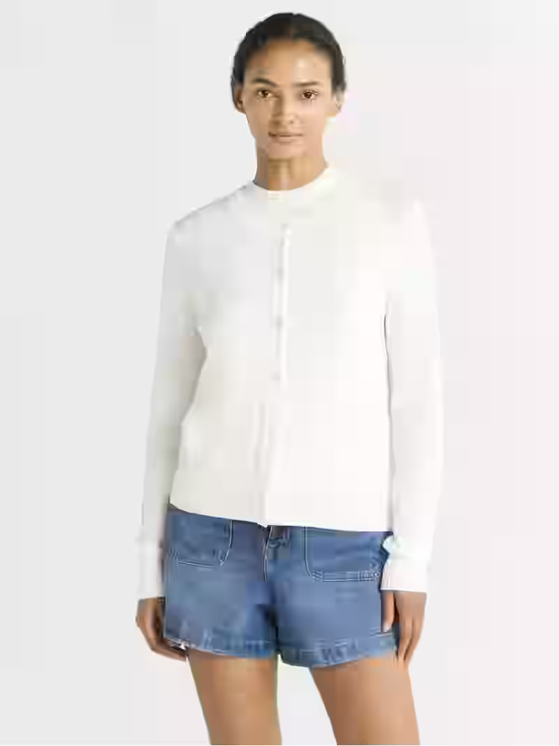 Free Assembly Women's Crewneck Cardigan Sweater, Lightweight, Sizes XS-XXL | Walmart (US)