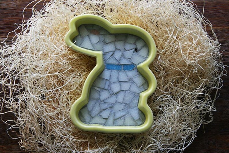 Yellow Easter Bunny Ramekin Easter Candy Dish Spring Decorative Object Stained Glass Mosaic Strip... | Etsy (US)