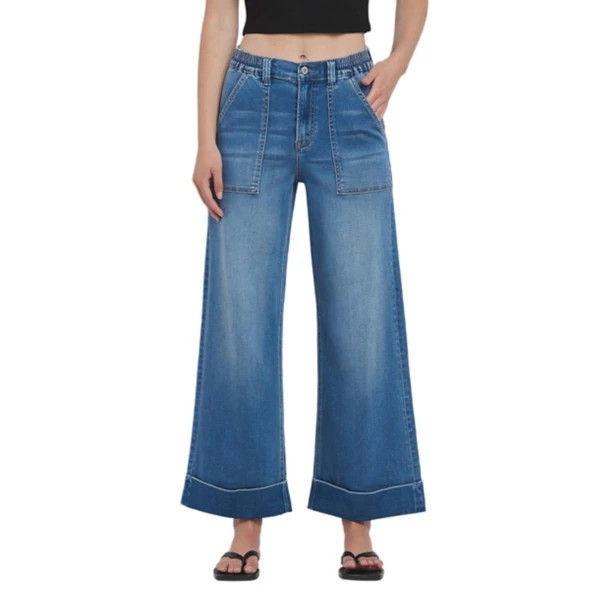 Women's Vervet Enviably Double Cuff Baggy Loose Fit Wide Leg Jeans Midnight Wash 27 27 | Scheels