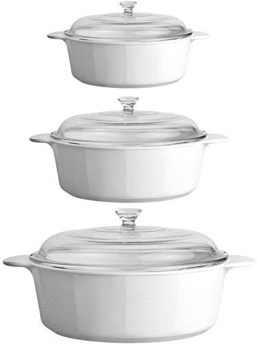 CorningWare Pyroceram Classic Round Casseroles Cooking Pots with Handles & Glass Covers 3.5 Quart... | Amazon (US)