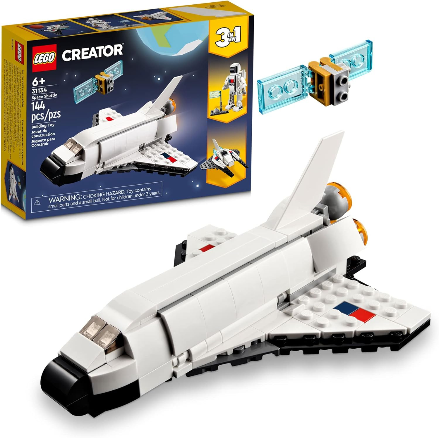 LEGO Creator 3 in 1 Space Shuttle Toys - Space Toys Building Set for Boys & Girls, Ages 6+ - Opti... | Amazon (US)