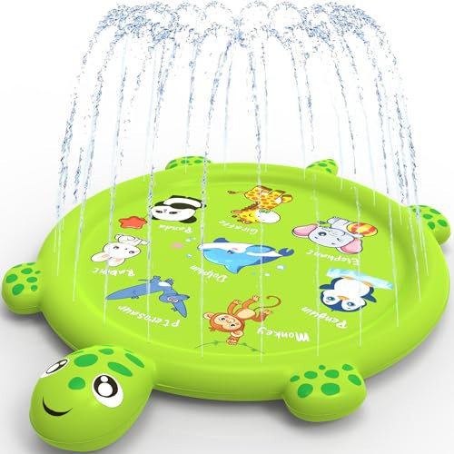 tmstorys Splash Pad for Toddlers 1-3, 67" Turtle Sprinkler & Splash Play Mat, Inflatable Baby Kid Pool, Summer Outdoor Water Toys for Toddlers, Boys, Girls Backyard Garden Lawn Games | Amazon (US)
