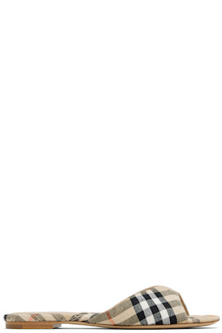Beige Check Mews Sandals | SSENSE