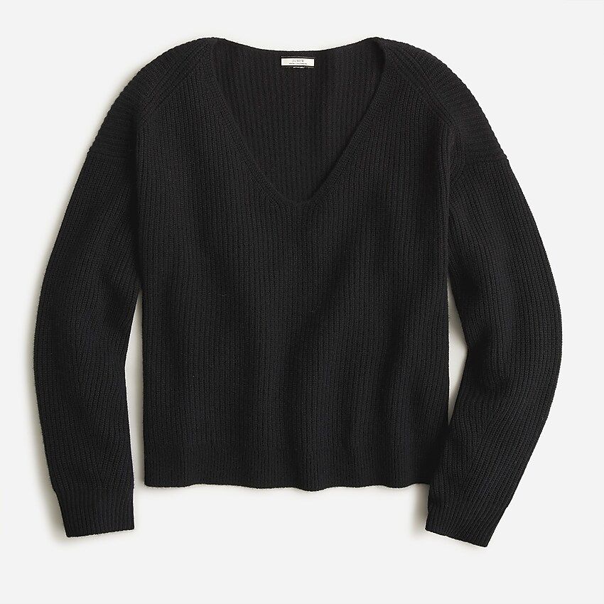 Ribbed cashmere oversized V-neck sweater | J.Crew US
