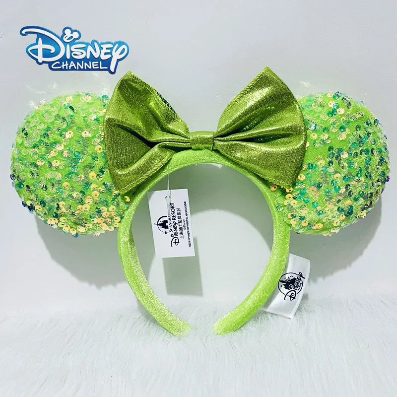 New Disney Green Plush Soft Mickey Minnie Ear Headband For Adults Clear Shell Sequins Headband Mi... | AliExpress (US)