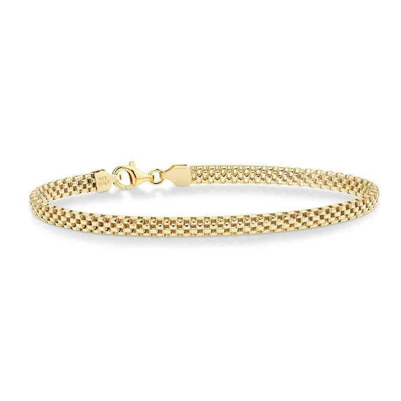 Miabella 18K Gold Over Sterling Silver Italian 4mm Mesh Link Chain Bracelet for Women 925 Italy (... | Walmart (US)