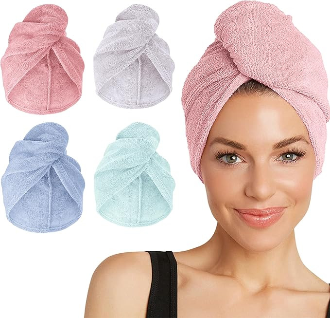Turbie Twist 4-Pack Microfiber Hair Towel for Beauty, Travel, Gifting - Hair Wrap Turban for Stra... | Amazon (US)