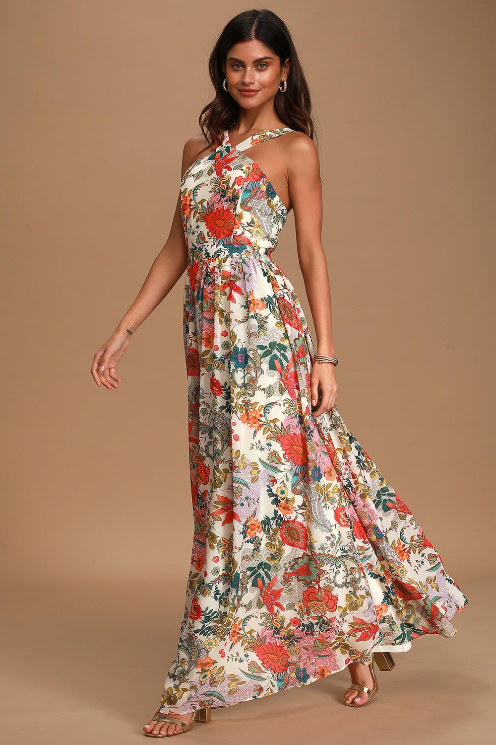 Lilja Cream Floral Print Maxi Dress | Lulus (US)