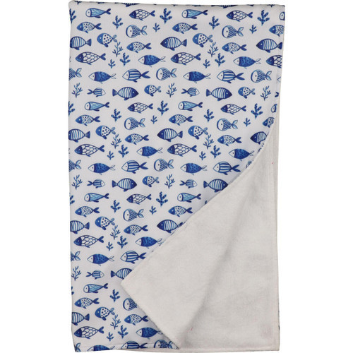 Navy And White Fish Print Terry Beach Towel | Cecil and Lou