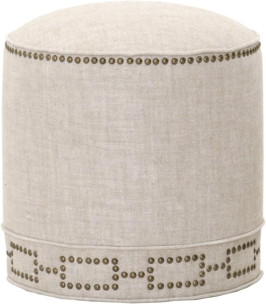 Benjara Benzara Alluring Upholstered Round Ottoman, Beige | Amazon (US)