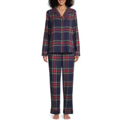 Liz Claiborne Womens Long Sleeve 2-pc. Flannel Pant Pajama Set | JCPenney