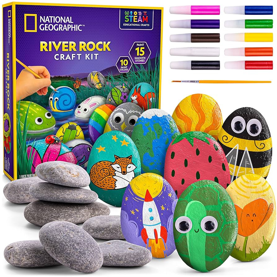 NATIONAL GEOGRAPHIC Rock Painting Kit - Arts and Crafts Kit for Kids, Paint & Decorate 15 River R... | Amazon (US)