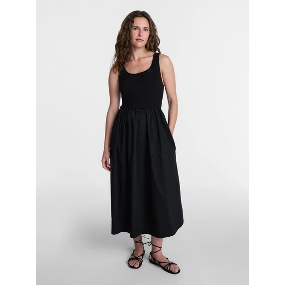 Time and Tru Women's Sleeveless Scoop Neck Midi Dress, Sizes XS-XXXL | Walmart (US)