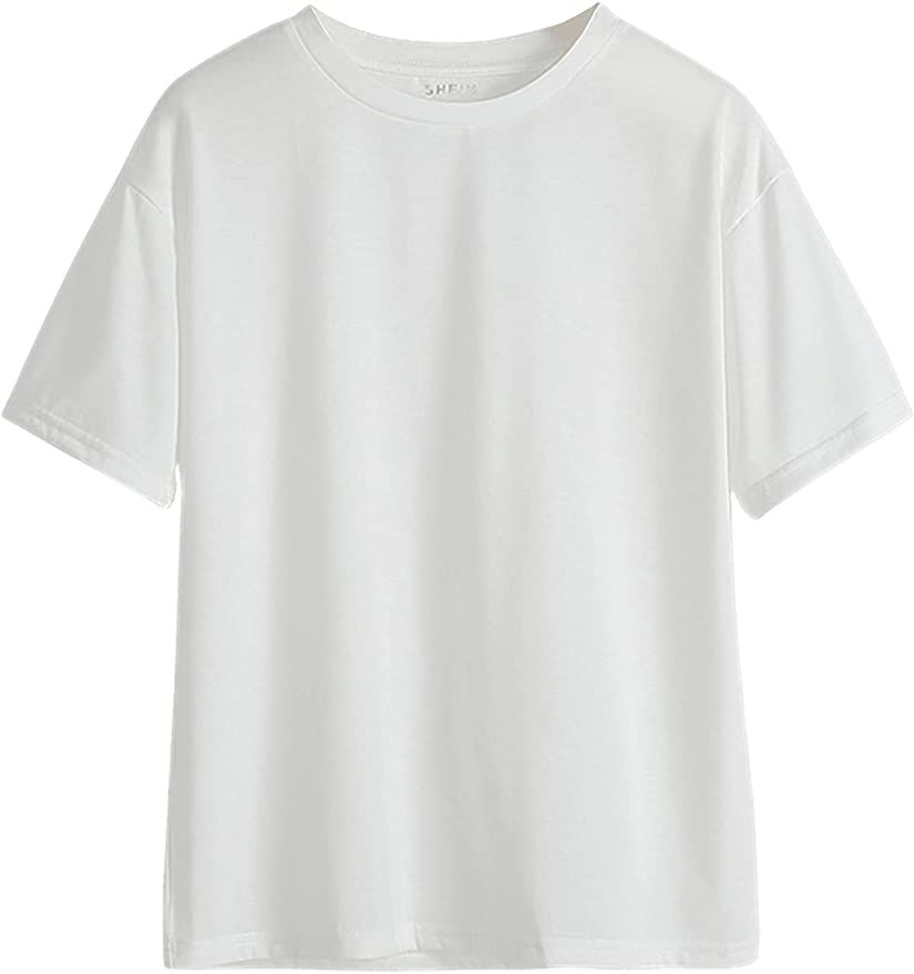 SheIn Women's Summer Tops Short Sleeve Round Neck Casual Shirt | Amazon (US)