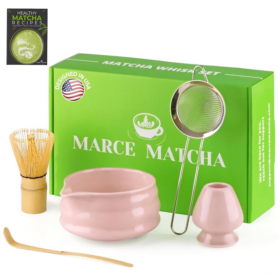 Marce Matcha Whisk Set- Matcha Set includes Matcha Whisk and Bowl with Spout, Sifter, Holder and ... | Amazon (US)