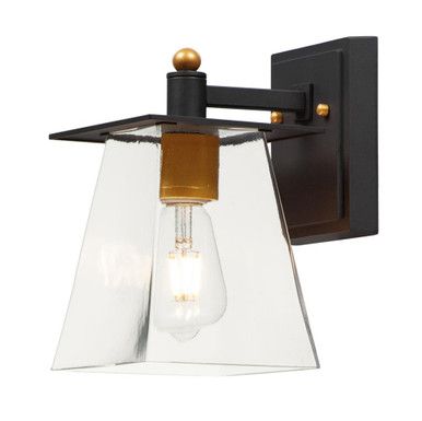 Chalet Outdoor Wall Mount, 1-Light, Bronze, Gold, 10"H (10312CLBZGLD 9JXRL) | Lighting Reimagined