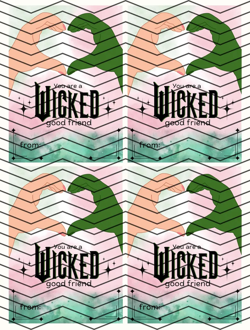 Wicked Valentine Card, Class Gift Printable, Birthday Party Favor, School Party Idea, Kid's Party... | Etsy (US)