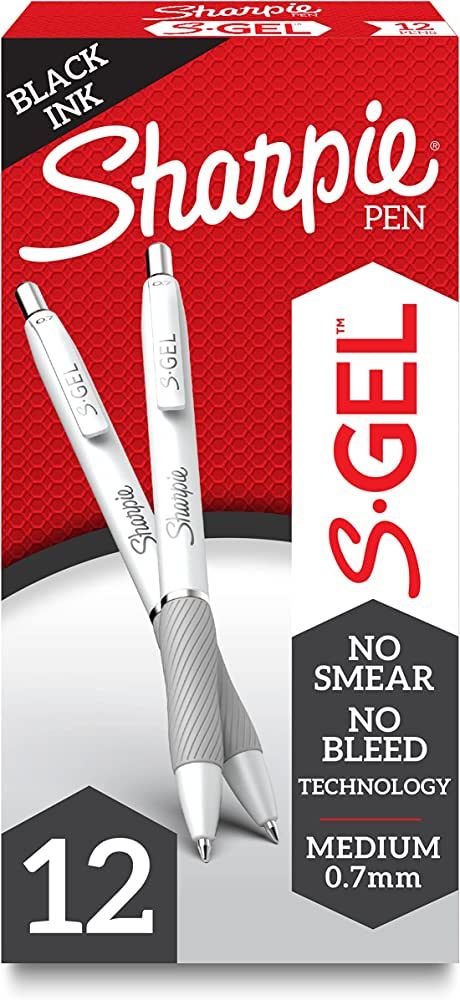 Sharpie S-Gel, Gel Pens, Medium Point (0.7mm), Black Gel Ink Pens, 12 Count | Amazon (US)