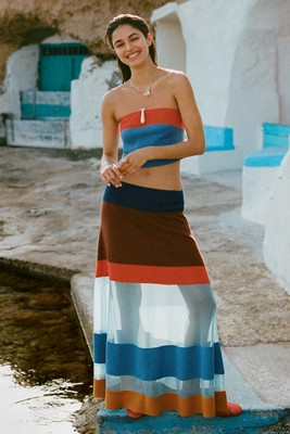 Maeve Striped Sheer Maxi Skirt | Anthropologie (US)