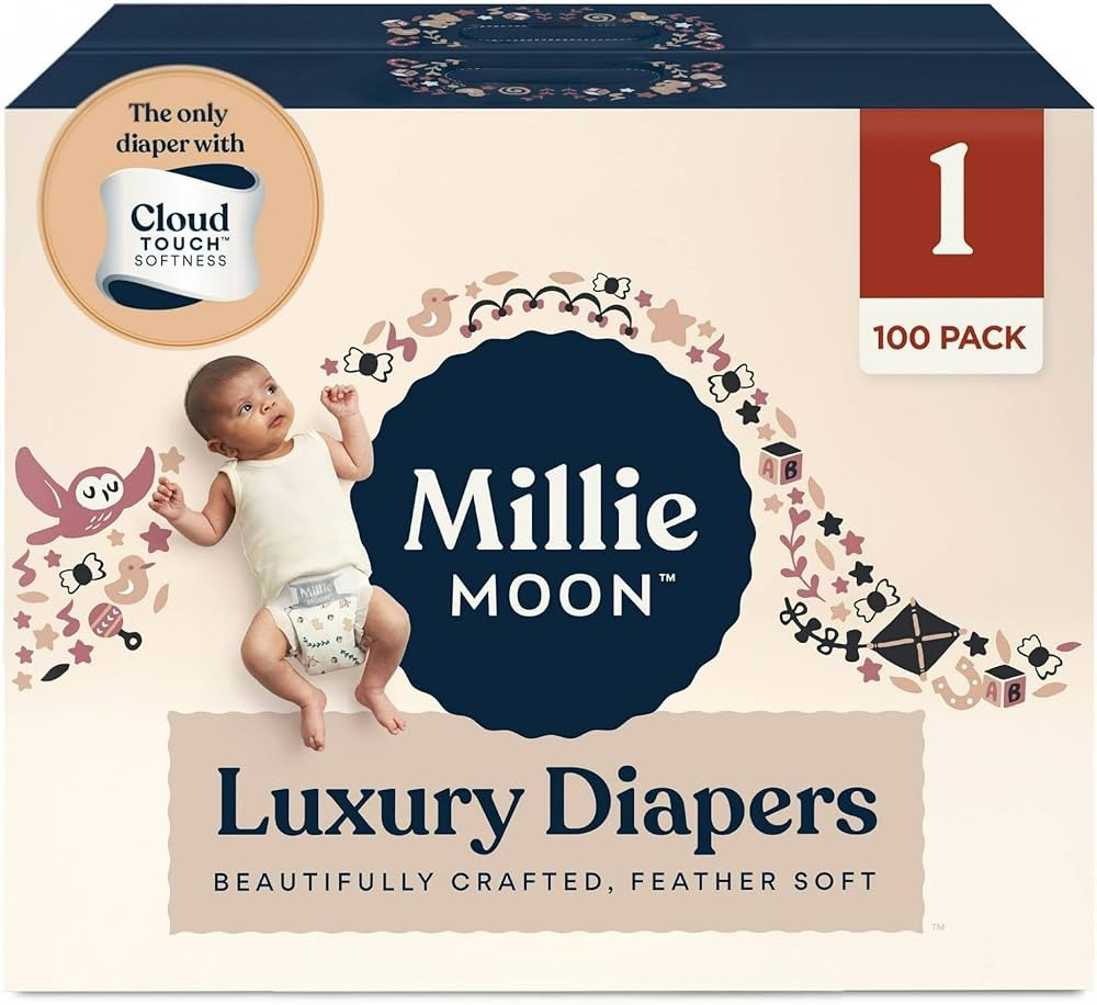 Millie Moon Luxury Diapers, CloudTouch Softness, 12-Hour Leak Protection, Hypoallergenic for Sens... | Amazon (US)