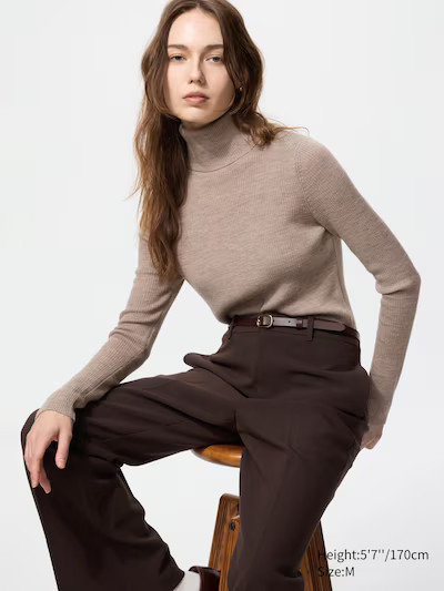 Merino Ribbed Sweater | Turtleneck | UNIQLO (US)