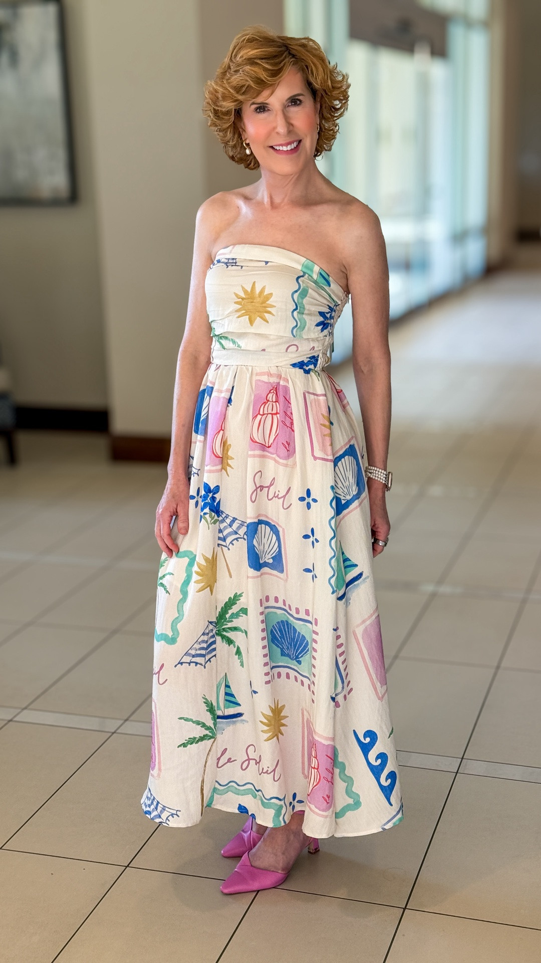 This seashell print dress is giving full-on coastal vacation energy in the best way. The romantic silhouette and soft seaside colors make it such a fun piece for beach dinners, vacation nights, or summer events, and I love how cheerful and playful it feels for Sanibel Island season. 🐚🌴

#LTKOver40 #LTKTravel #LTKSeasonal