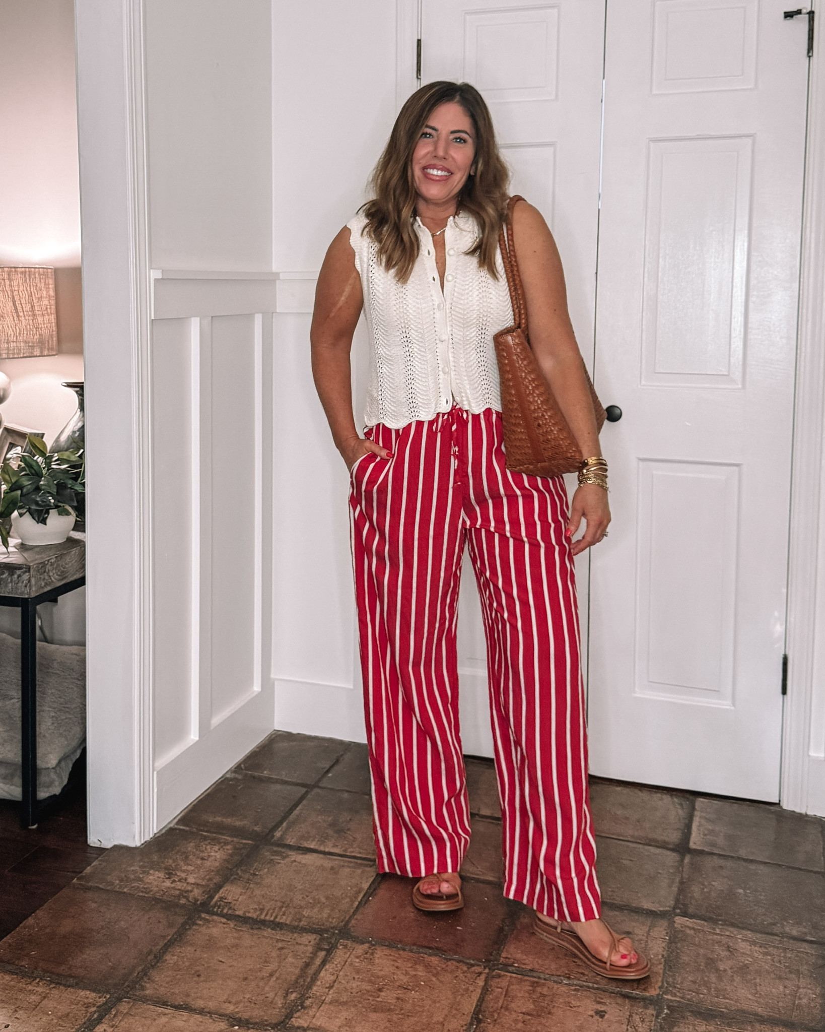 25% off insider sale at @Madewell  😍

Wavy shell top 20% off / $69.99 + extra 25% off for insiders (just enter your email to be an insider)

Red pull on pants 25% off for insiders  

Saddle leather sandals
Woven tote 

Over 40 style, fall outfits women, work outfits, business casual workwear, mom style, autumn outfits, date night outfits, fall fashion haul, Madewell style

#LTKSaleAlert #LTKOver40 #LTKMidsize
