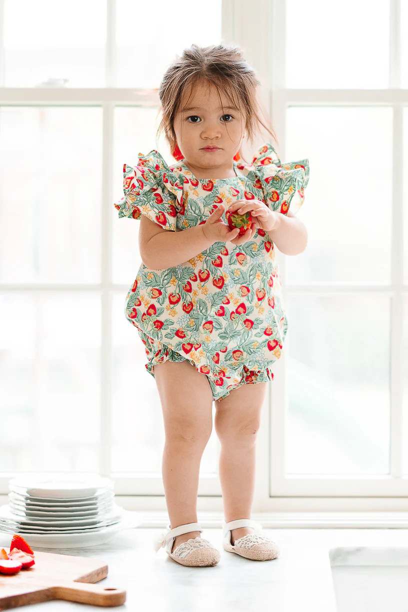 Baby Hattie Romper in Strawberry | Ivy City Co