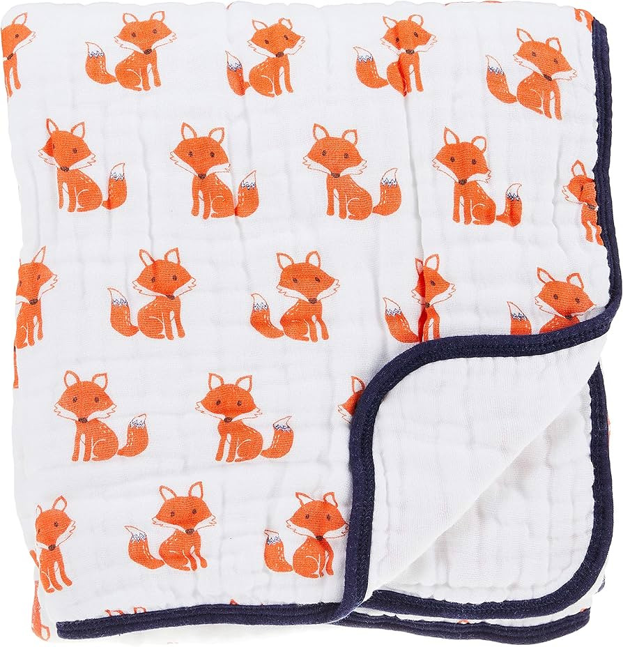 Hudson Baby Unisex Baby Muslin Tranquility Quilt Blanket, Foxes, One Size | Amazon (US)