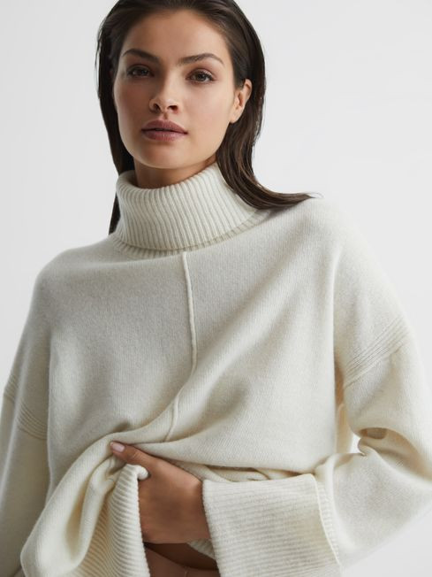 Reiss Cream Sarah Wool-Cashmere Roll Neck Jumper | Reiss UK