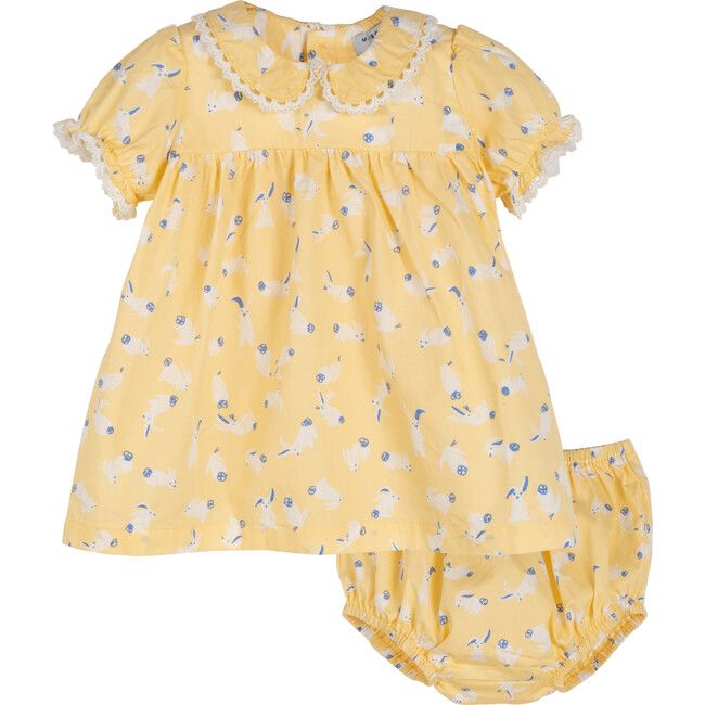 Baby Margaret Dress with Bloomer, Yellow Bunnies | Maisonette