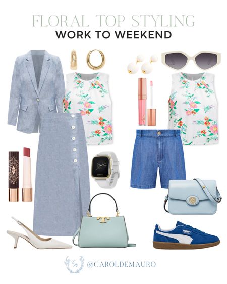 Here are two ways you can style this cute floral white top from work to weekend!
#workwear #outfitidea #casuallook #capsulewardrobe

#LTKitbag #LTKstyletip #LTKworkwear