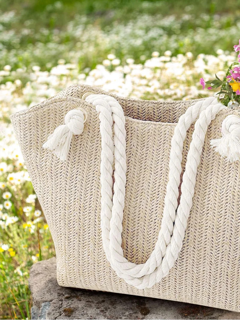 LAVA Beach Bag Straw Bag for Women, Summer Straw Beach Bag Straw Purse Shoulder Handbags (Beige) | Walmart (US)