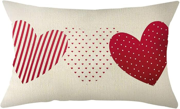 Ogiselestyle Watercolor Love Heart Polka Dot Lumbar Throw Pillow Cover, 12 x 20 Inch Valentine An... | Amazon (US)