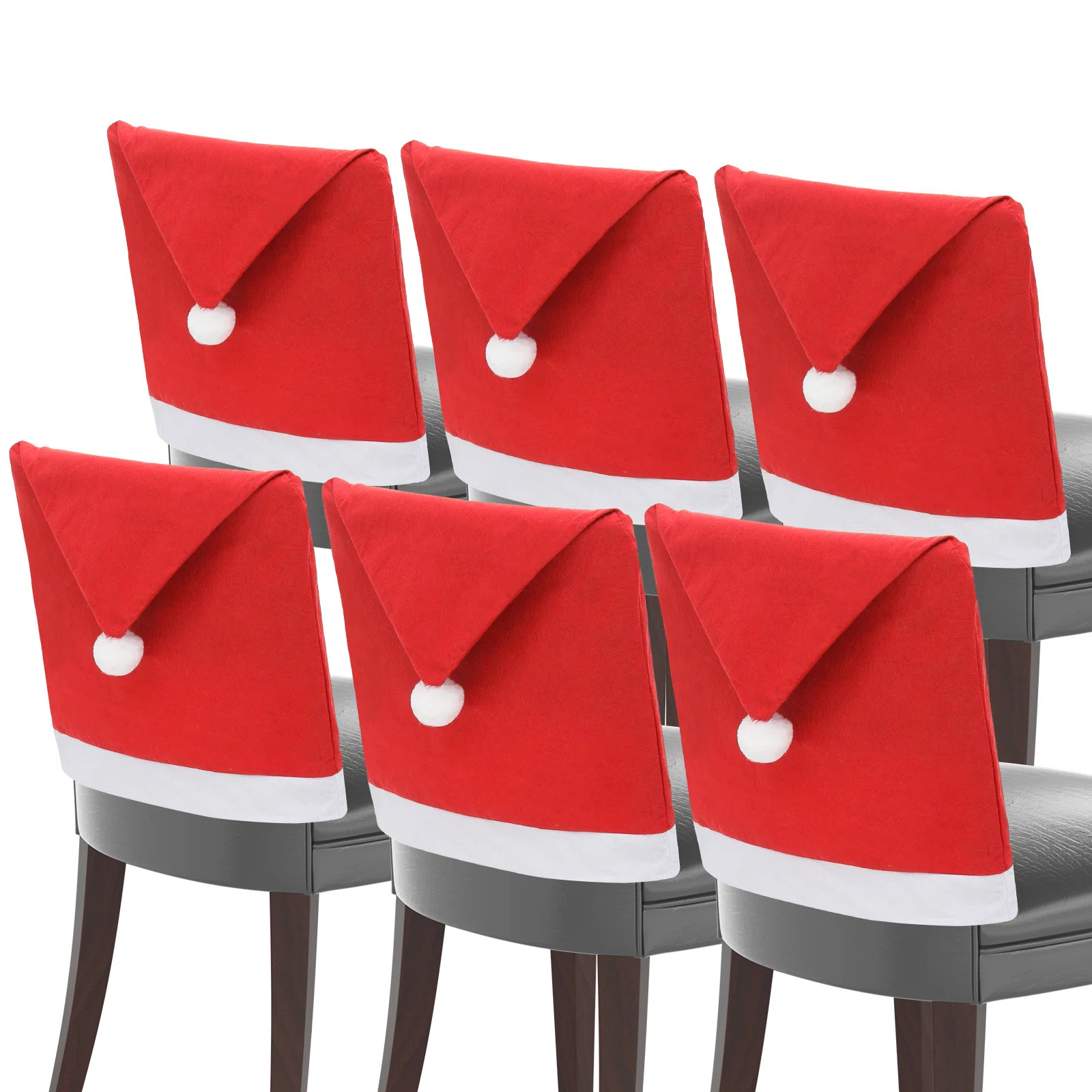 Set Of 6 Santa Hat Chair Covers For Christmas Dining Room Decor | Wayfair North America