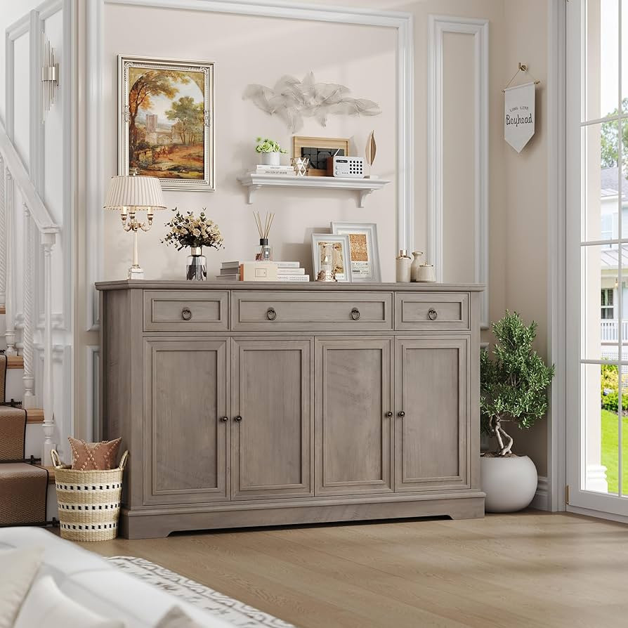 FINETONES Buffet Cabinet with Storage, 52.7" Large Sideboard Buffet Table, Ash Grey Kitchen Cabin... | Amazon (US)