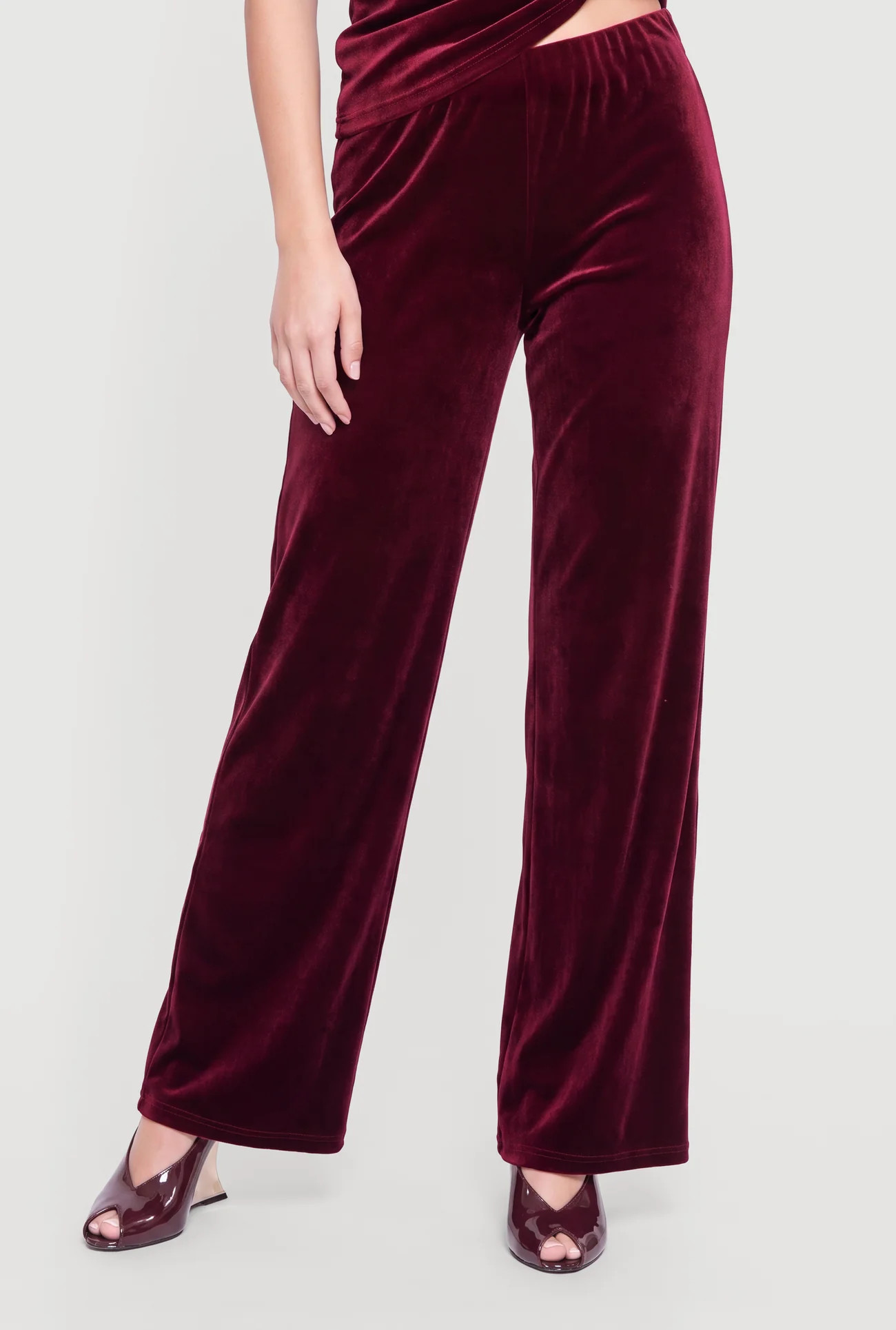 Velvet Wide Leg Pull On Pants | Rainbow Shops