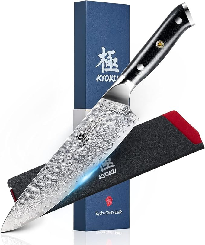 KYOKU Gin Series Chef Knife, 8" All Purpose Kitchen Knife, Japanese VG10 Damascus Stainless Steel... | Amazon (US)