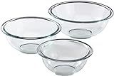 Pyrex Smart Essentials 3-Piece Prepware Mixing Bowl Set, 1-Qt, 1.5-Qt ,and 2.5-Qt Glass Mixing Bowls, Dishwasher, Microwave and Freezer Safe | Amazon (US)